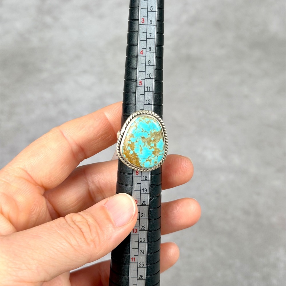 Sterling Silver Number 8 Mine Turquoise Adjustable Nugget Ring Southwestern